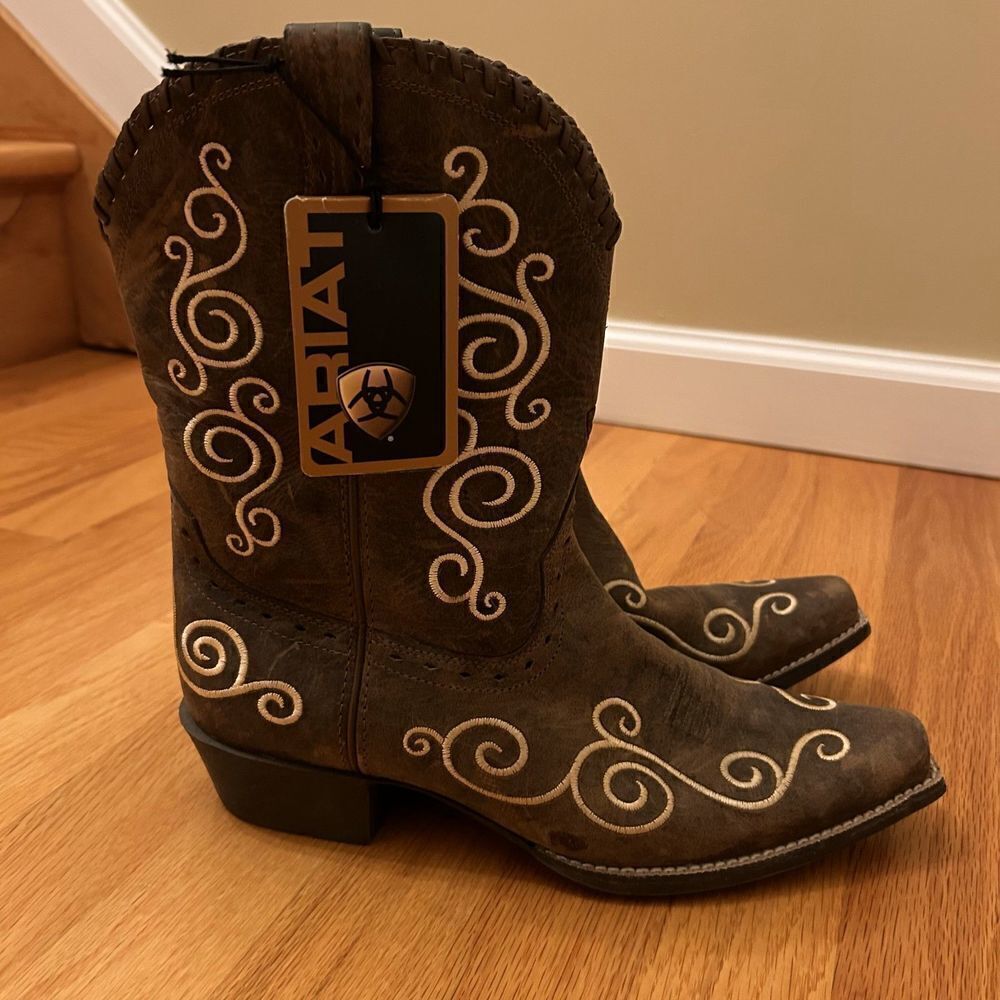 NEW ARIAT 4LR Technology Cowgirl Western Embroidered Brown Boots Size 6